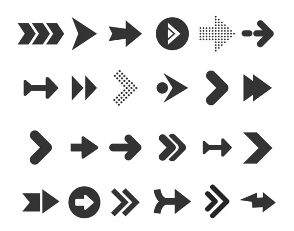 Pfeile große schwarze Symbole gesetzt. Pfeil-Symbol. Pfeilvektorsammlung. Pfeil. Cursor. moderne einfache Pfeile. — Stockvektor