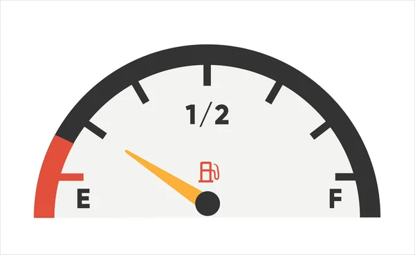 Icono del indicador de combustible. Indicador de gasolina. Indicador de combustible aislado en blanco. Vector — Archivo Imágenes Vectoriales