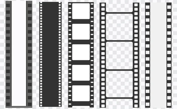 Plantillas de tira de cine. Negativo y strip, media filmstrip. Vector de rollo de película, película 35mm, marco de película deslizante — Vector de stock