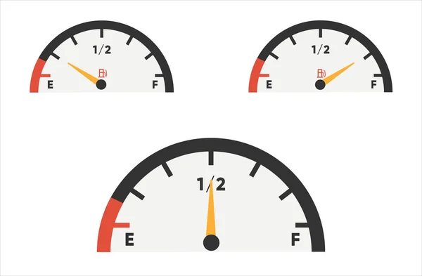 Icono del indicador de combustible. Indicadores de gasolina listos. Indicador de combustible. Vector — Archivo Imágenes Vectoriales