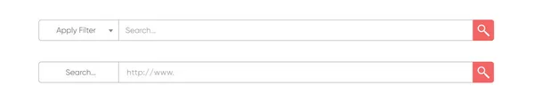 Uppsättning sökformulärmallar för webbplatser. Sök Bar för ui, design och webbplats. Sök Adress och navigeringsfält ikon — Stock vektor