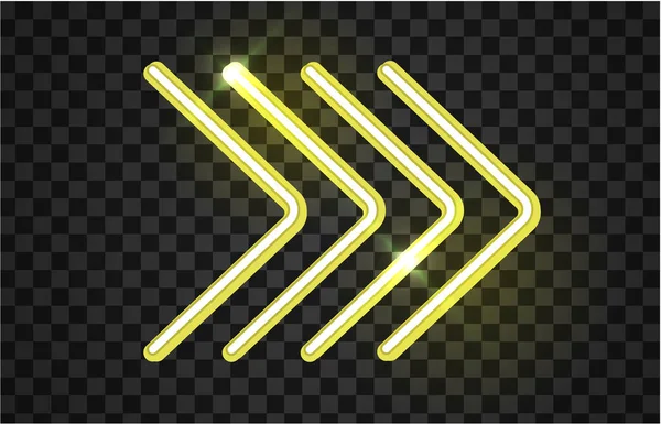 Neon glühender Pfeilzeiger auf dunklem Hintergrund. Buntes und leuchtendes Retro-Lichtzeichen. Illustrationsdesign — Stockvektor