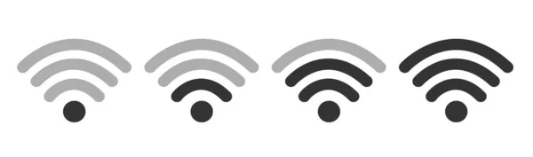 Wifi sem fio W lan Internet Signal ícones planos para aplicativos ou sites - Isolado em branco — Vetor de Stock