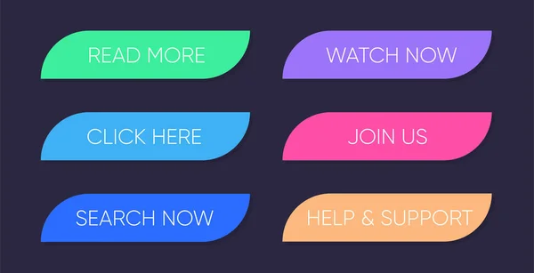 Conjunto de botones multicolores que utilizan el gradiente para sitios web y páginas sociales. — Archivo Imágenes Vectoriales