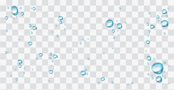 Gotas de agua aisladas en el fondo transparente — Vector de stock