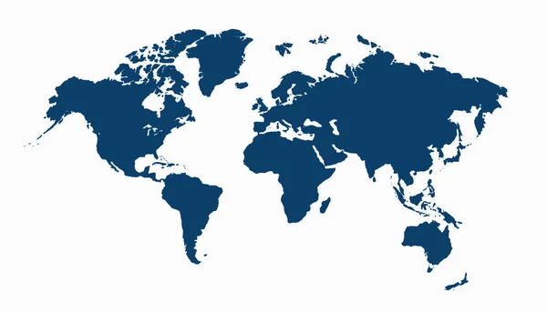 Mapa del mundo aislado en blanco. Mapa azul del mundo. Vector — Archivo Imágenes Vectoriales