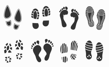 Beyaz üzerine izole edilmiş insan ayak izleri. Vektör