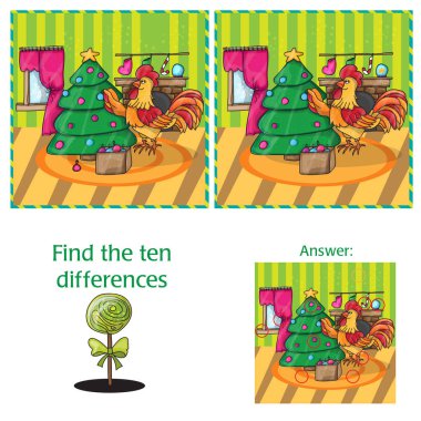 Okul öncesi çocuklar için farkları bulma karikatür vektör çizim