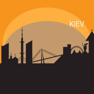 Kiev manzarası turuncu arka planda
