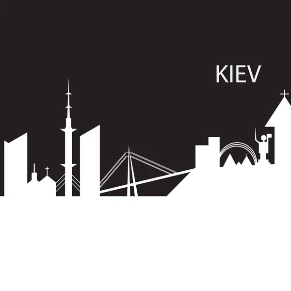 基辅市黑色和白色的天际线轮廓 — 图库矢量图片
