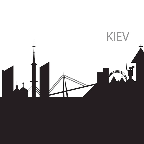 Sylwetka skyline czarno-białe miasto Kijów — Wektor stockowy