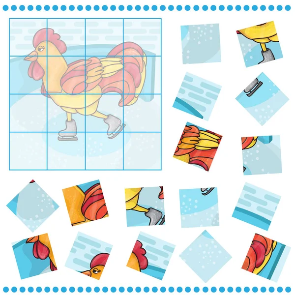 Puzzle Puzzle jeu pour Enfants Coq oiseau — Image vectorielle