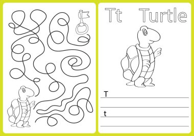 Alfabe A-Z - bulmaca çalışma sayfası, çocuklar için egzersizler - boyama kitabı