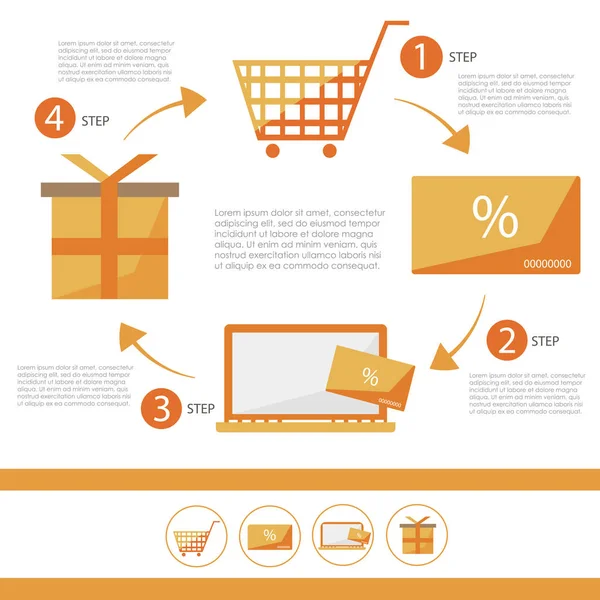 E-commerce infografika ploché sada - slevová karta - vektorové ilustrace pro shop — Stockový vektor