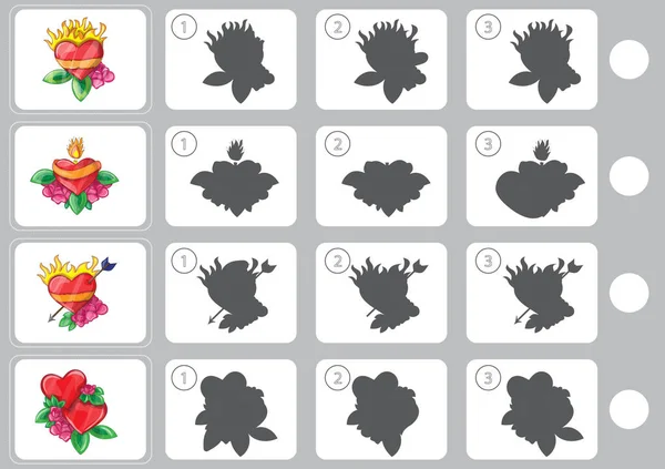 Wedstrijd shadow - werkblad voor het onderwijs — Stockvector