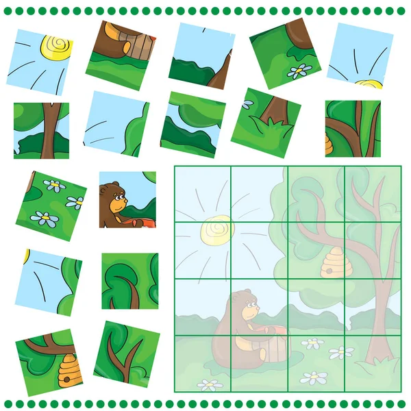 Educación juego de puzzle para niños — Archivo Imágenes Vectoriales