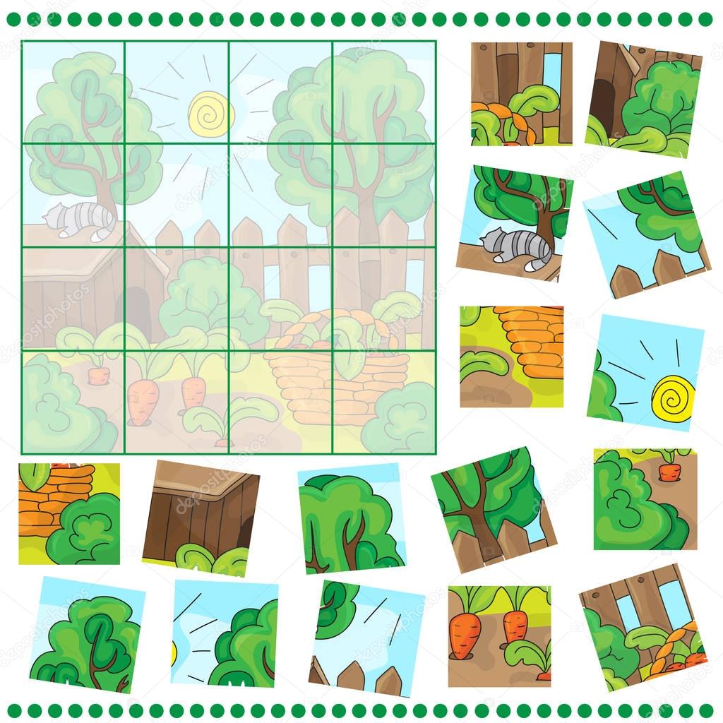 Jigsaw puzzle game with farm garden