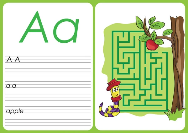 字母 A-Z-益智工作表--苹果 — 图库矢量图片