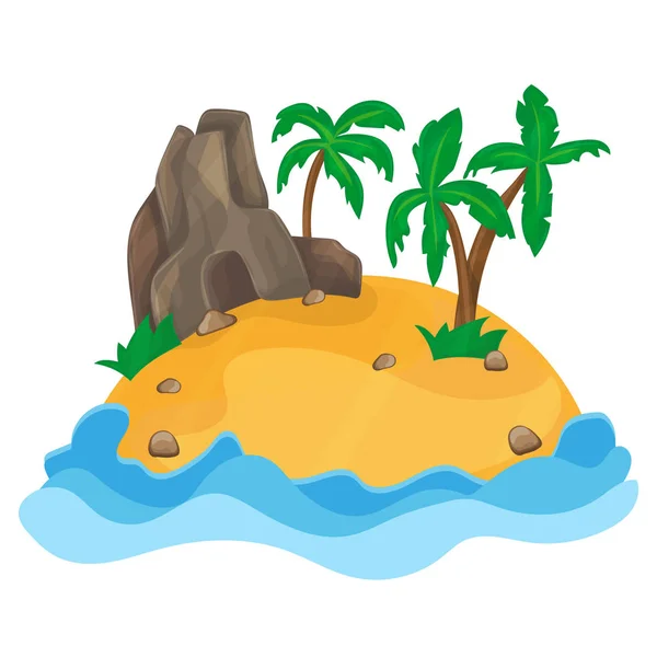 A kis trópusi sziget rajzfilm illusztrációja — Stock Vector
