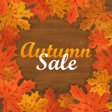 Sonbahar satış metin afiş ile renkli mevsim sonbahar yaprakları indirimli alışveriş için