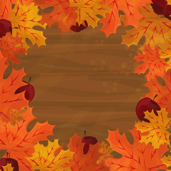 Quadro com folhas coloridas de outono — Vetor de Stock