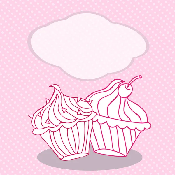 Modèle de carte de vœux vintage avec cupcake. Pour anniversaire, scrapbook . — Image vectorielle