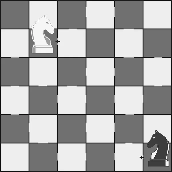 Schachbrett und Pferdefiguren - Labyrinth-Spiel für Kinder — Stockvektor