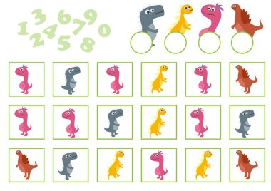 Vektör çizim eğitim sayma oyunu çizgi film dinozor ile
