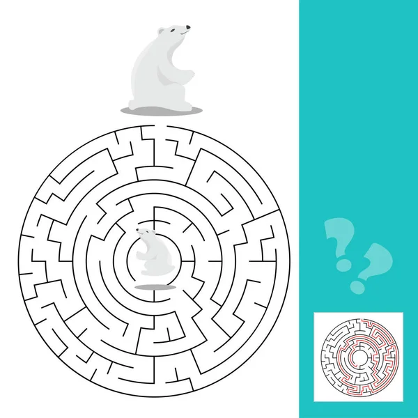 Maze game for children with polar bears — Stock Vector