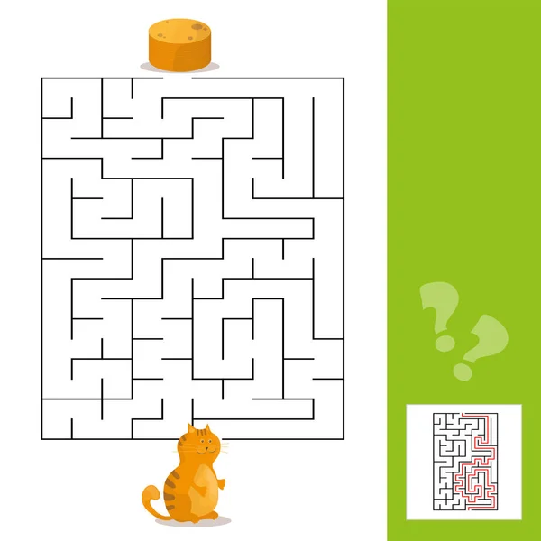 Rajzfilm a görbéket vagy labirintus Puzzle tevékenység játék a cica és a palacsinta — Stock Vector