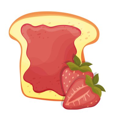 Kahvaltı için bir sandviç kırmızı çilek reçeli dilim ekmek tost