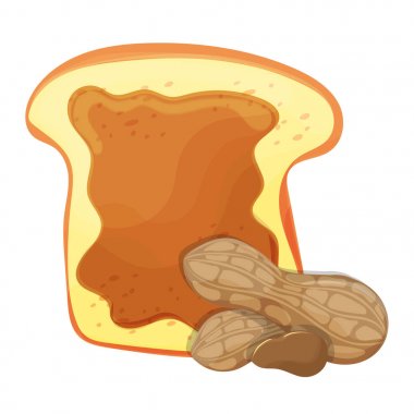 Dilim ekmek veya tost fıstık ezmesi ile illüstrasyon izole