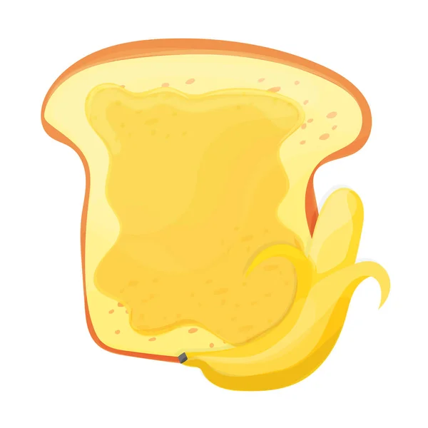 Pan tostado - rebanada de mermelada de plátano en la parte superior para el desayuno — Vector de stock