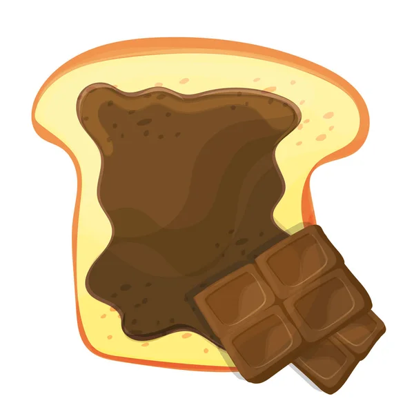 Snijd vector van brood of toast met bruin zoete chocolade geïsoleerde illustratie — Stockvector