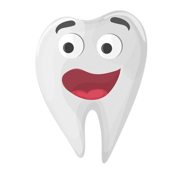 Здоровый милый мультяшный зуб персонаж на белом фоне — стоковый вектор