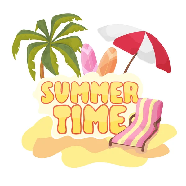 Yaz saati arka plan afiş tasarım şablonu ve sezon öğeleri beach