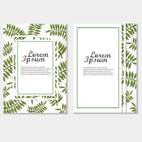 Eco brochure design vector template. Corporate poster with green leaves — Stock Vector