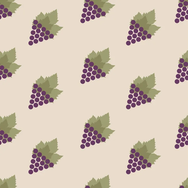 Modèle sans couture avec des raisins et des feuilles. Raisin violet répété sans fin. Vecteur — Image vectorielle