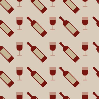 Şarap, gözlük ve şişe ile vektör seamless modeli
