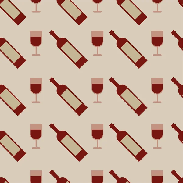 Vektor vzor bezešvé s sklenice na víno a láhve — Stockový vektor