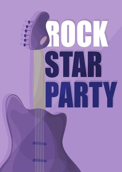 Rockstar-Party, Hintergrundvorlage für Musikposter - Gitarre in lila — Stockvektor