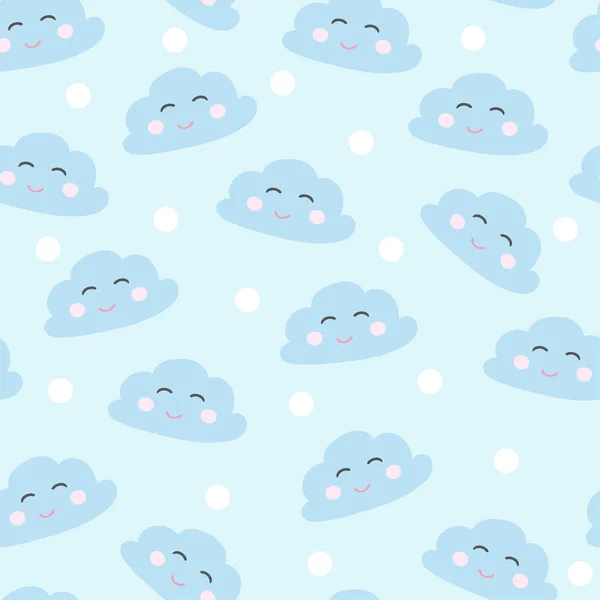 Inconsútil sonriente nubes dormidas vector ilustración — Vector de stock