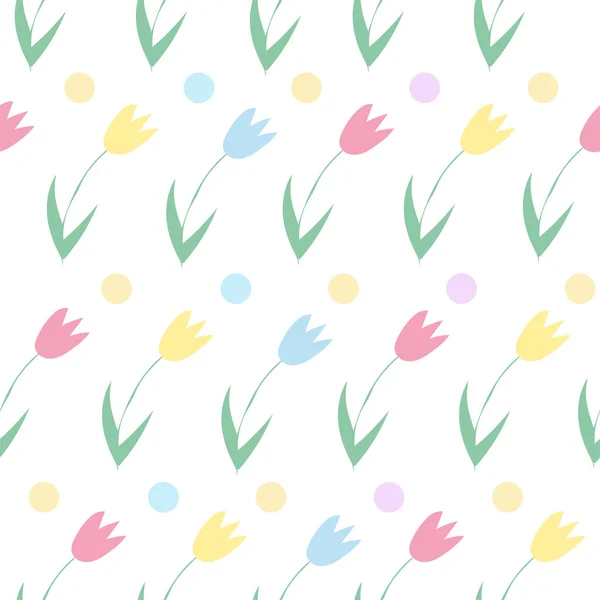 Fond sans couture de fleurs de printemps. Modèle de tulipes — Image vectorielle