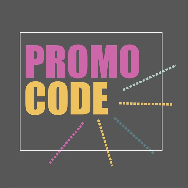 Promo-code, couponcode. Platte banner ontwerp vectorillustratie op zwart — Stockvector