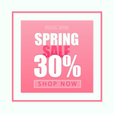 Bahar satış banner şablon. Vektör çizim pembe renkli - indirim kartı