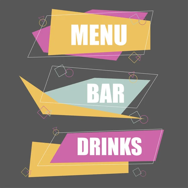 Conjunto de lements - banner para plantilla de diseño de menú de barra. Ilustración vectorial — Archivo Imágenes Vectoriales