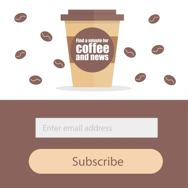 Template for subscribe to a newsletter - Coffee Modern creative concept — Stock Vector