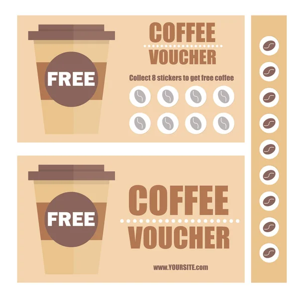 A coffee voucher or discount coupon. Vector Flat voucher template. Promotion — Stock Vector