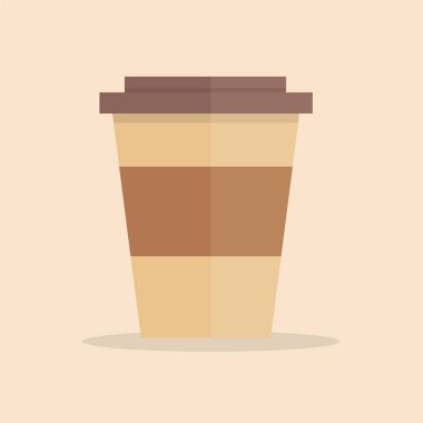 Kahve fincanı simge. Düz tasarım stili. Kahve kağıt Kupası siluet şık renk