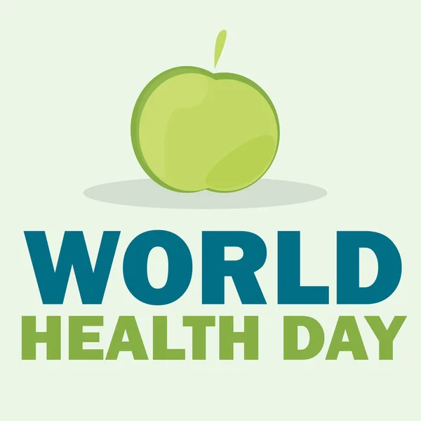 Карта Всемирного дня здоровья. Векторная иллюстрация с зеленым яблоком и текстом — стоковый вектор